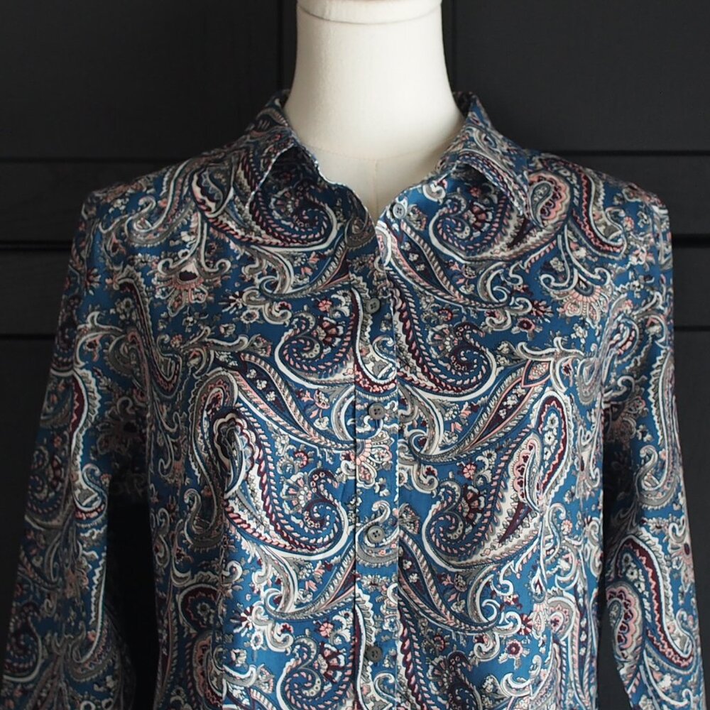Talbots | Cotton Paisley Long Sleeve Shirt - Picture 3 of 5